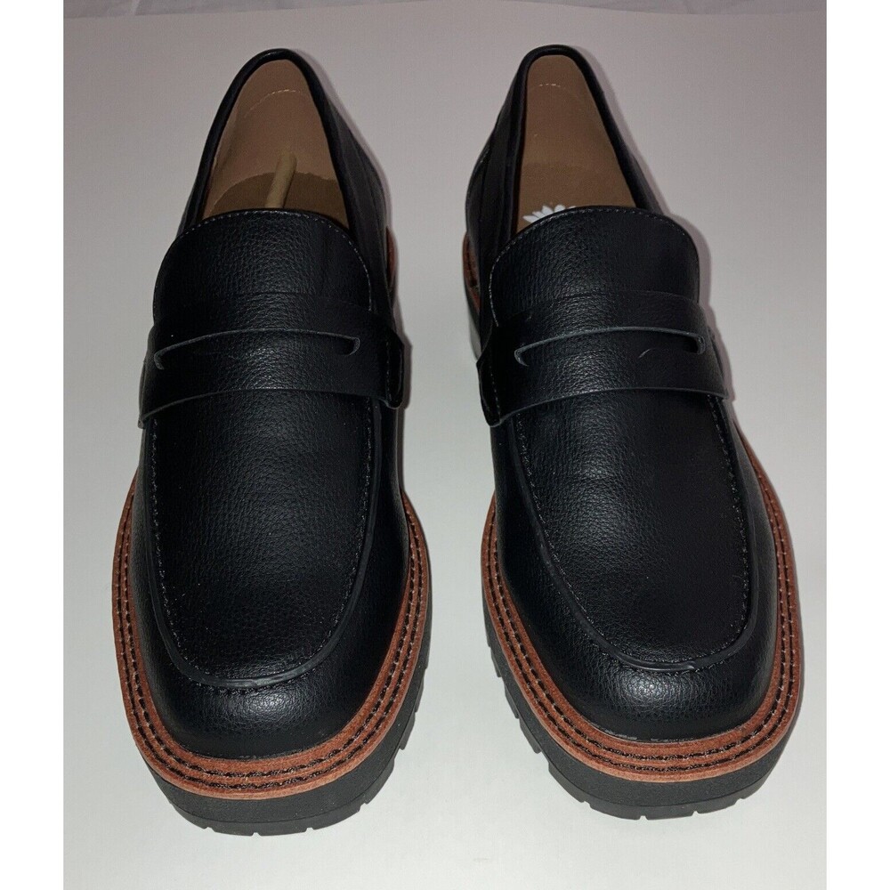 Black Loafer Yellow Box Sherry Women's Slip On sz9 chunky education preppy New